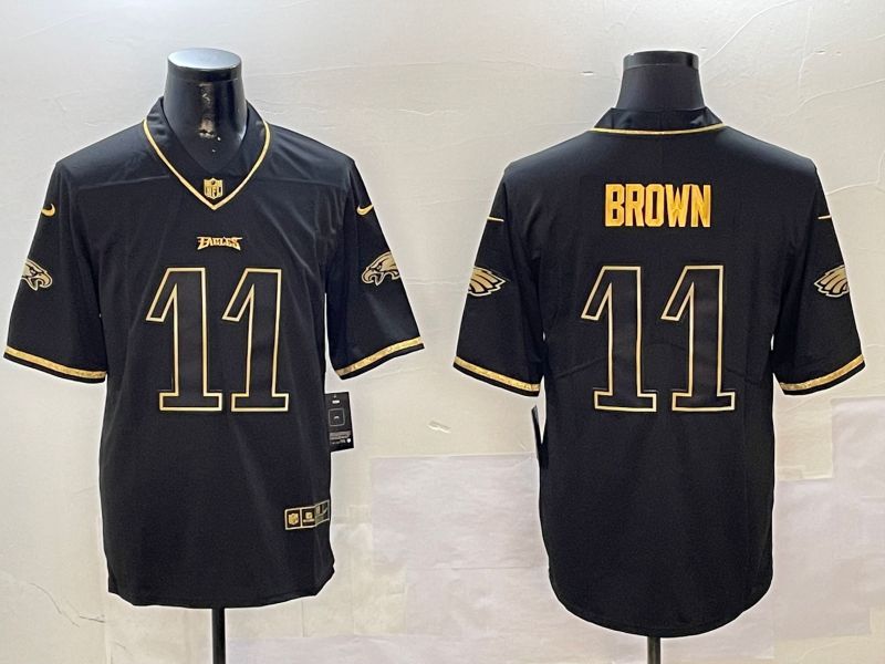 Men Philadelphia Eagles #11 Brown Black Gold Throwback 2024 Nike Limited NFL Jersey style 1->philadelphia eagles->NFL Jersey